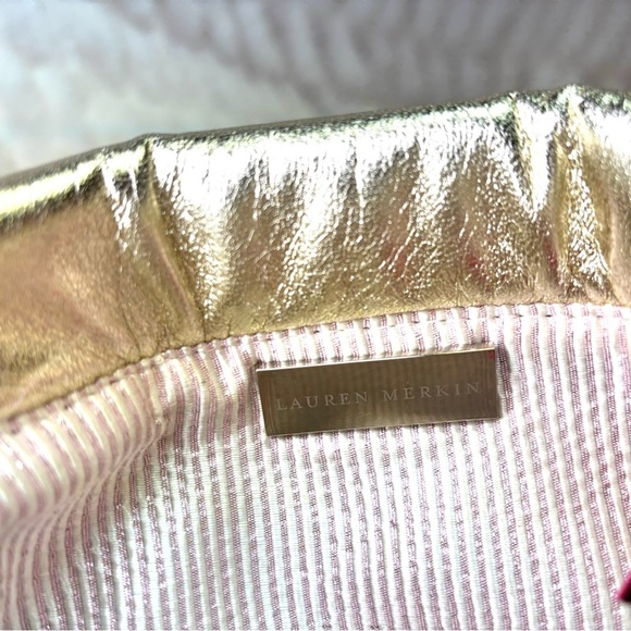 Lauren Merkin Shimmery Gold Clutch with Chain Evening Bag/ Cocktail Party - Picture 10 of 10